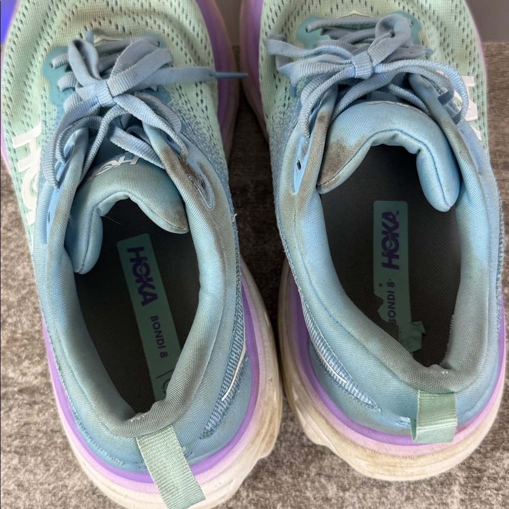 Women’s Hoka bondi 8 pink blue running gym shoe size 9.5D - Picture 5 of 6
